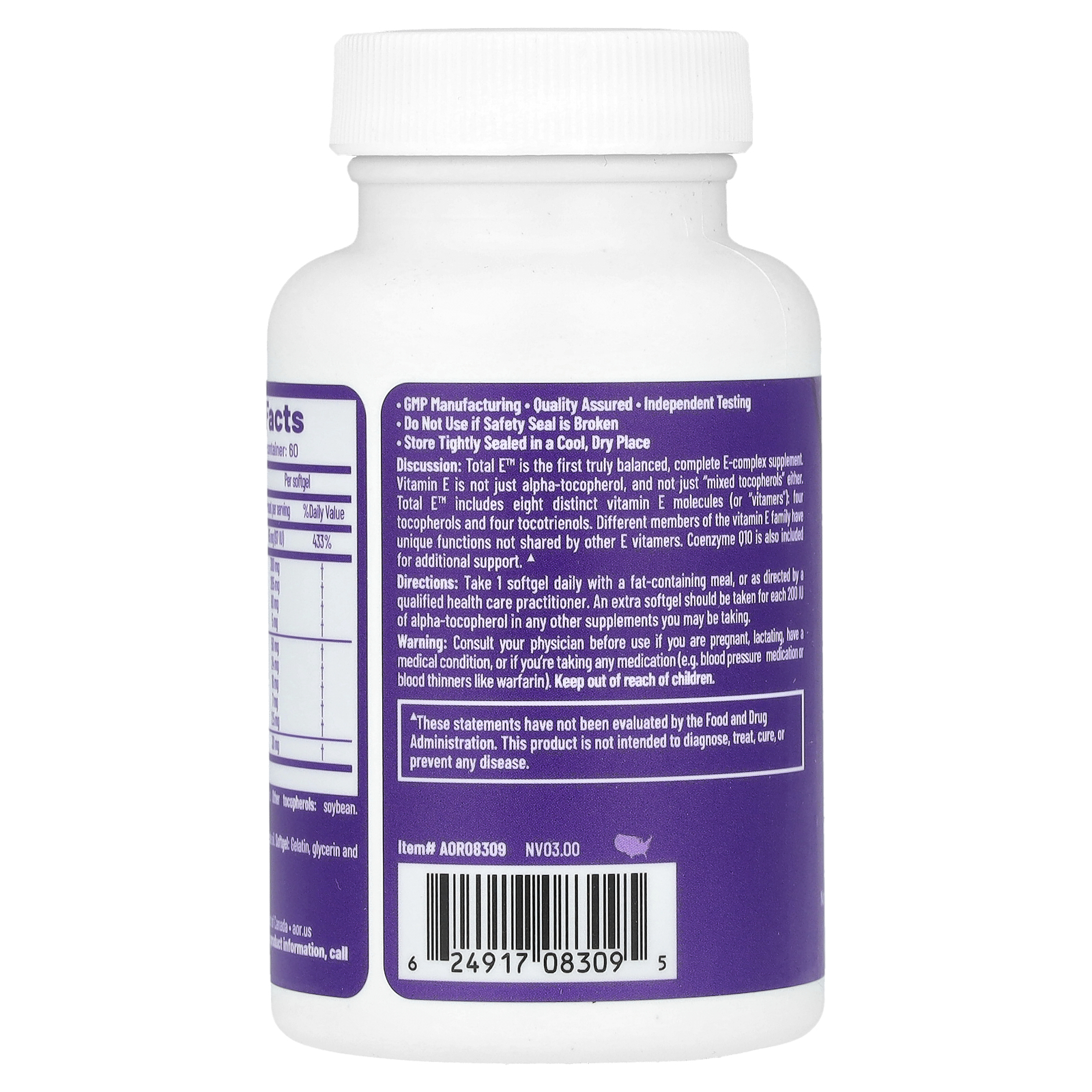 Advanced Orthomolecular Research AOR Total E™, 60 Softgels