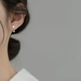 thumbnail image 3 of Sterling Silver CZ Half Hoop Earrings for Women Teens CZ Open Hoop Earrings Huggie Cartilage Helix Piercing Ball Screw Backs, 3 of 5