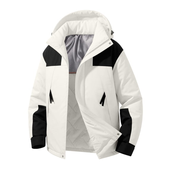 Xdegoge Mens Winter Ski Jacket Waterproof Windproof Snow Coat Warm with Removable Hooded and Zipper Pockets Outerwear for Hiking Snowboarding