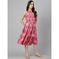 thumbnail image 6 of Janasya Indian Women's Pink Crepe Digital Print Tiered Western Dress, 6 of 8