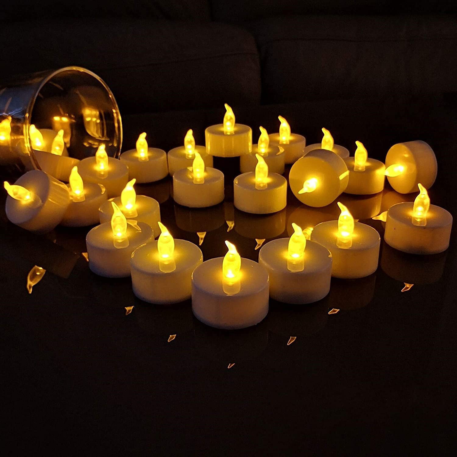 OSHINE 24-Pack Tea Lights Candles Flameless Tealight Battery Candles LED  Flickering Electric Tea Candles for Mother's Day,Valentine's