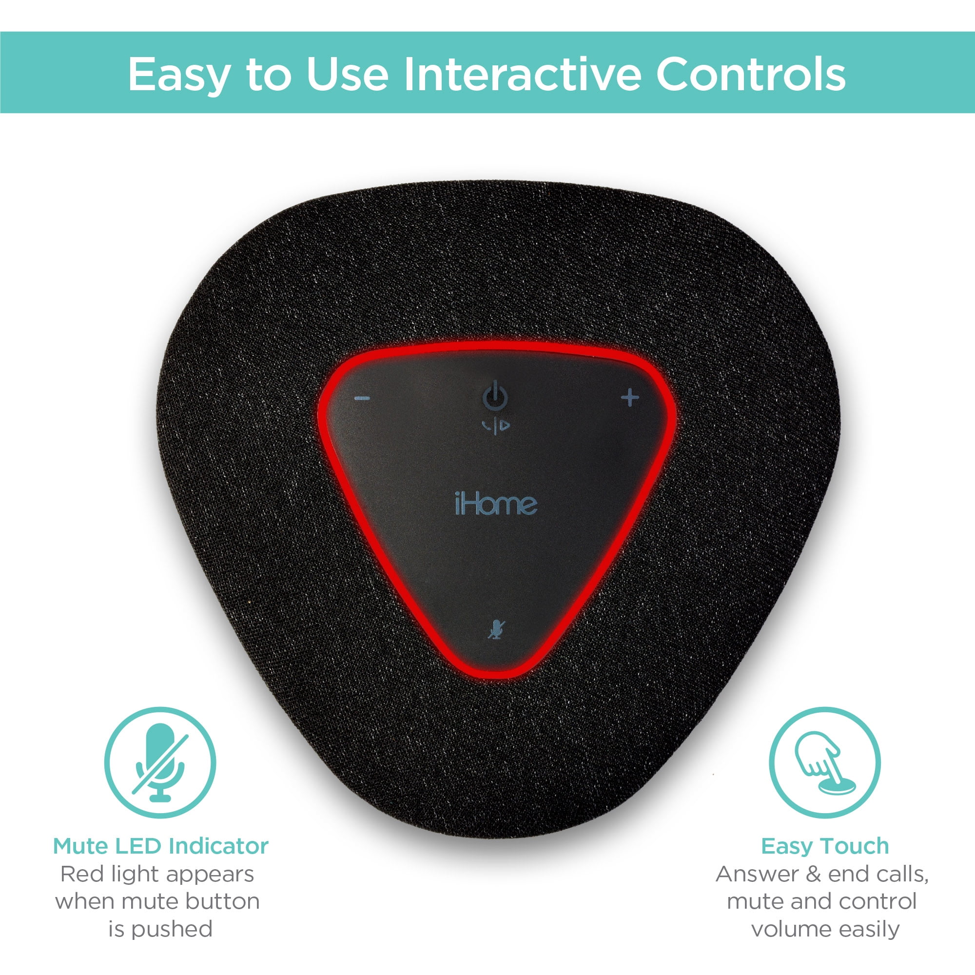 iHome Conference Speaker and Microphone, USB and Bluetooth Speakerphone with 3 Noise Cancelling Microphones for Home Office, Compatible with Mac, Wind