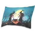thumbnail image 2 of Happy Halloween with Old Witches Velvet Oblong Lumbar Plush Throw Pillow Cover/Shams Cushion Case - 20x30in - Decorative Invisible Zipper Design for Couch Sofa Pillowcase Only, 2 of 7