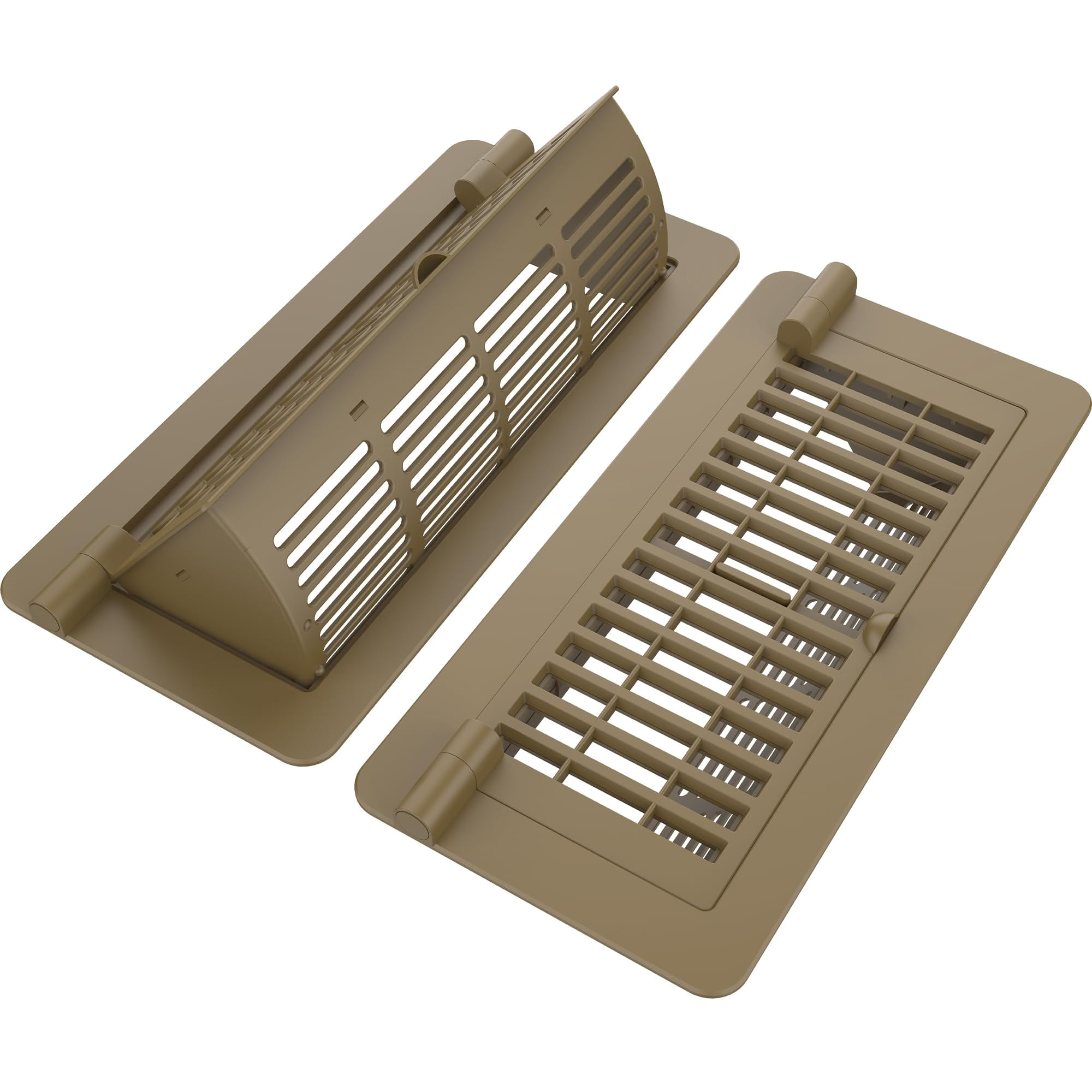 2Pack 2-in-1 Vent Deflectors & Floor Vent Covers, Adjustable Floor Register 4x10, Air Vent Deflector for Home Floor, Office, Ceiling, Tool-Free Install-Brown
