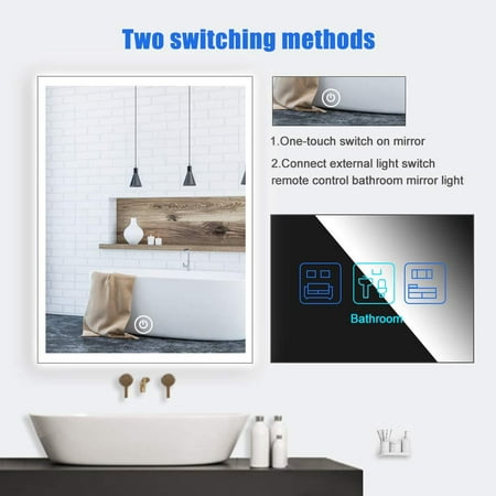 Bamaia Wall Mounted Bathroom Mirror Led Lighted Makeup Vanity Touch Sensor 3 Color Dimmer Light 60 80cm Canada Bamaia Wall Mounted Bathroom Mirror, Are Lighted Bathroom Mirrors Good For Makeup