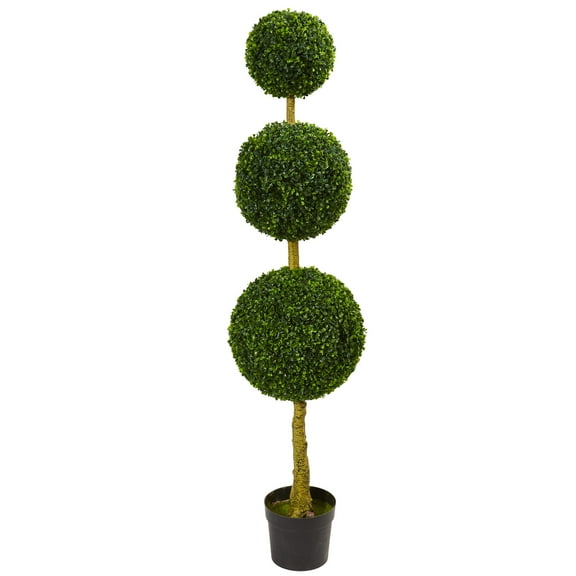 Nearly Natural 5.5 ft. Triple Ball Boxwood Artificial Topiary Tree, UV Resistant (Indoor/Outdoor)