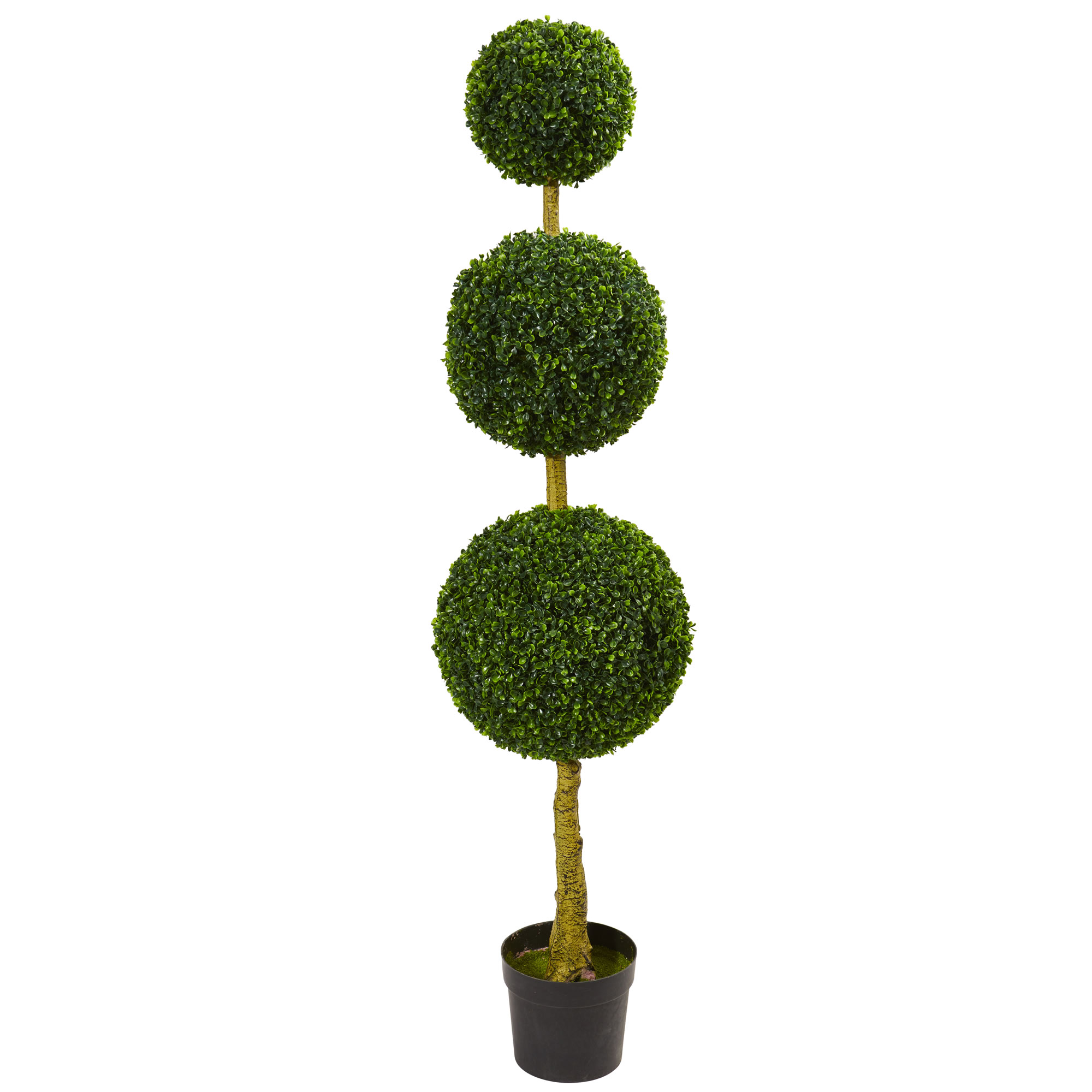 Nearly Natural 5.5 ft. Triple Ball Boxwood Artificial Topiary Tree, UV Resistant (Indoor/Outdoor 