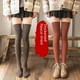 thumbnail image 4 of Calcetines gruesos y cálidos por encima de la rodilla para mujer, calcetines gruesos de rizo de estilo otoñal e invernal, medias altas hasta la mitad del muslo con forro polar para mujer, 4 of 6