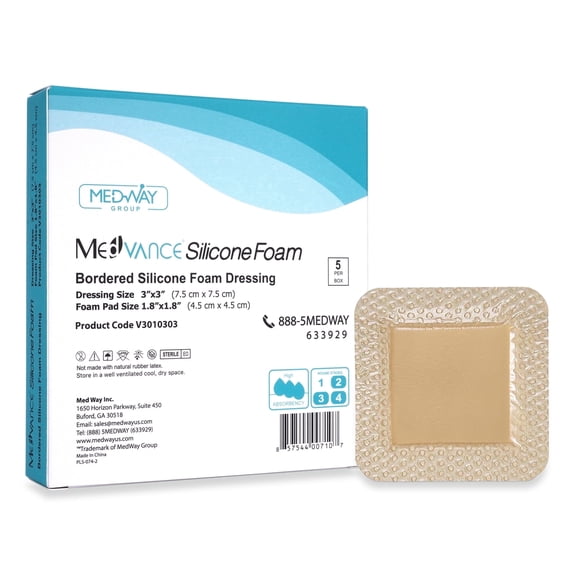 MedVance Silicone Foam Dressing with Adhesive Border for Wound Care & Pressure Ulcers