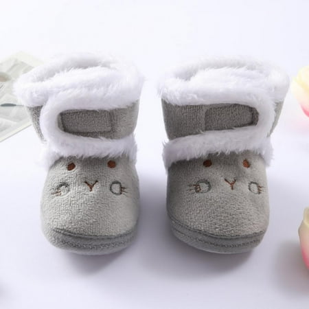 

Popvcly Toddler Walking Shoes Baby Girl Boy Cartoon Bear Cotton Shoes Plus Velvet Warm Snow Boots Infant Soft Sole Walking Shoes