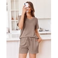 thumbnail image 3 of EKOUAER Womens Pajama Sets Short Sleeve Knit Lounge Set 2 Piece Pj Sets for Women V Neck Casual Loungewear, 3 of 6