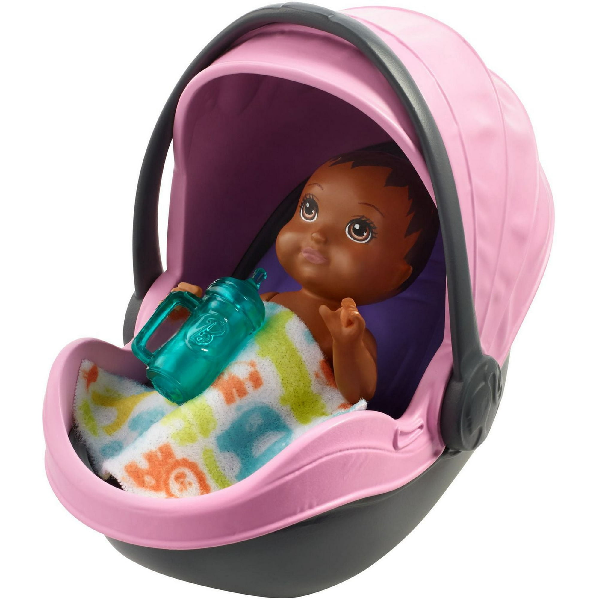 Barbie Babysitters Skipper Poupée et coffret de jeu Poussette et bébé  avec biberon bleu