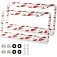 thumbnail image 2 of GZHJMY Red Mushroom Car License Plate Frame, 2 Pack Aluminum License Plate Holder with Screws for Men Women License Plate Cover-Round Hole Decorative, 2 of 7