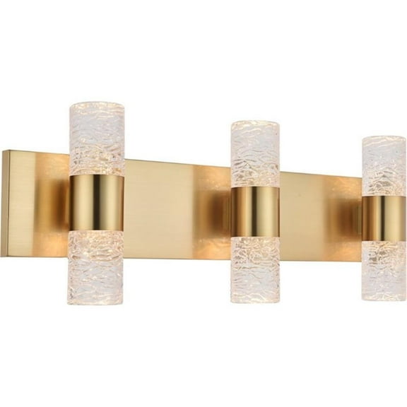 Maklaine Contemporary 6 Light Clear LED Vanity Light in Gold
