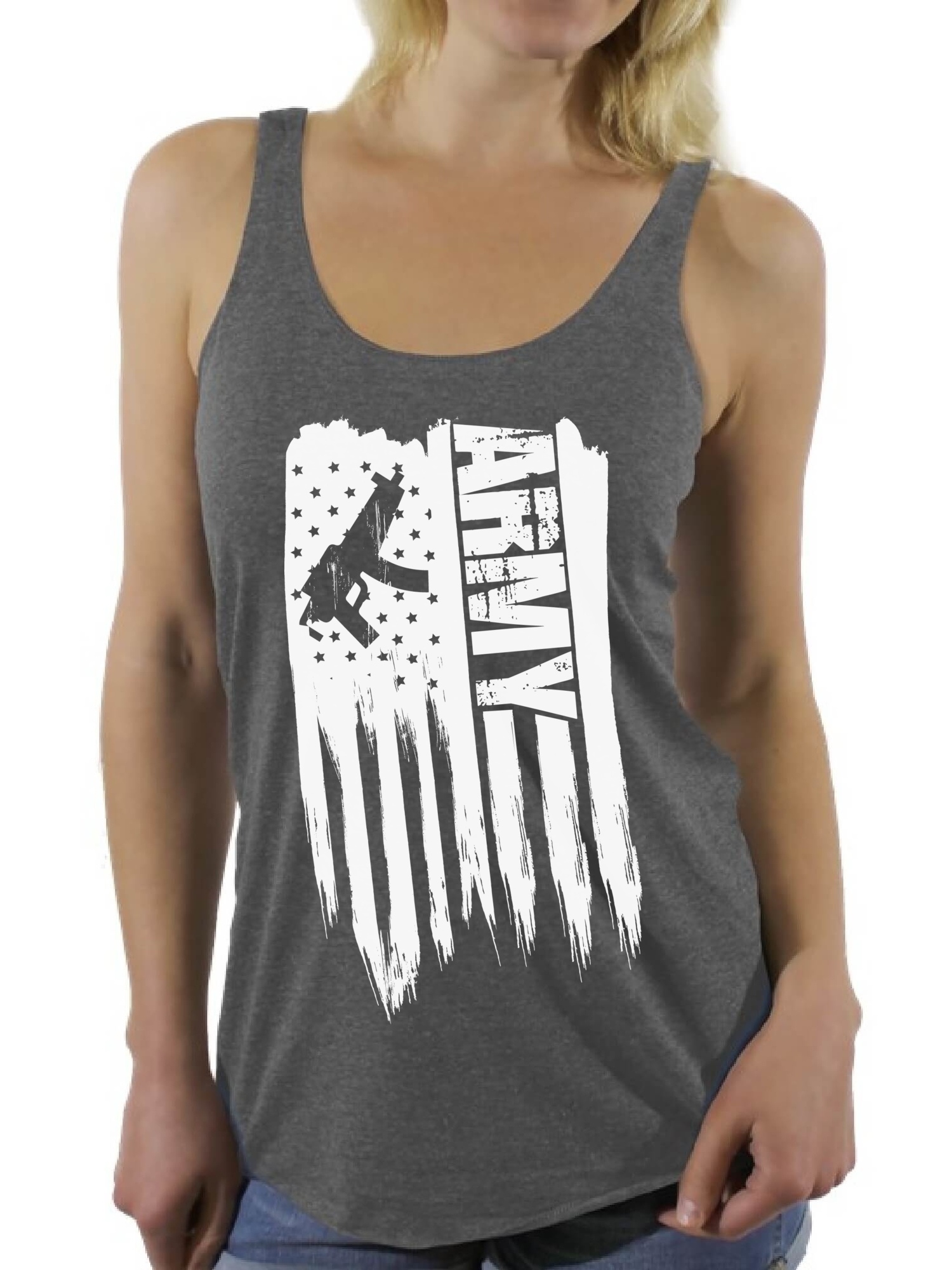Awkward Styles American Flag Army Women Racerback Tank Top 4th of July Gifts USA Flag Army Shirt for Women Made in the USA Vintage USA Army Women Tank USA Pride Military Top for Women - image 1 of 4