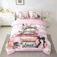 thumbnail image 2 of Erosebridal Girls Bags Perfume Bed in a Bag Twin Size,Chic Books Floral Bed Set,Pink Geometry Lines Bedding Twin Size,Microfiber Bedroom Decorative Reversible,7 Pieces, 2 of 7