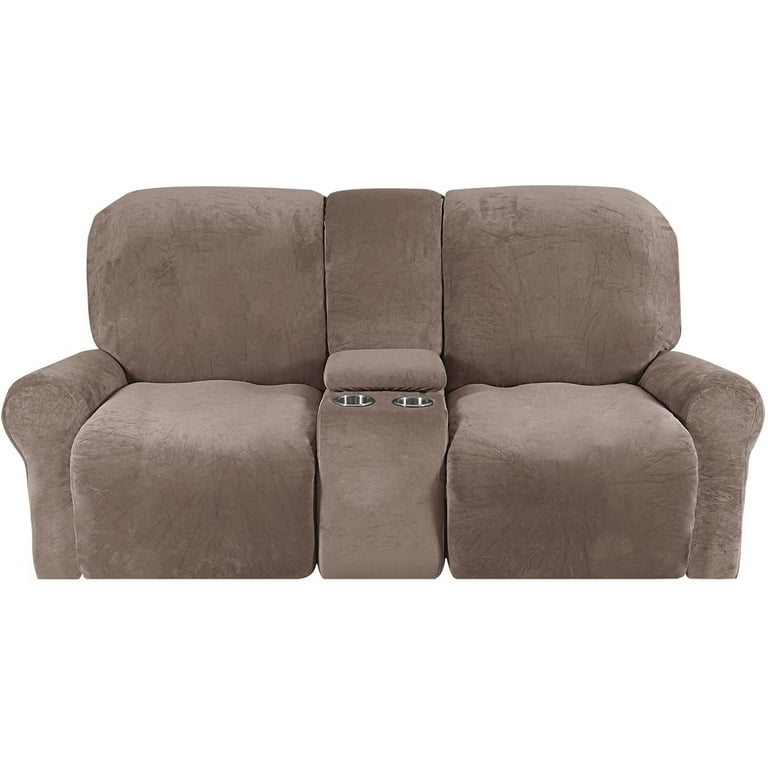 TOPCHANCES Reclining Love Seat with Middle Console Slipcover 8
