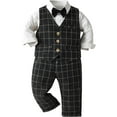 thumbnail image 5 of Baby Boy Formal Outfit Tuxedo Plaid Gentleman Suit Onesie Jumpsuit, 5 of 7