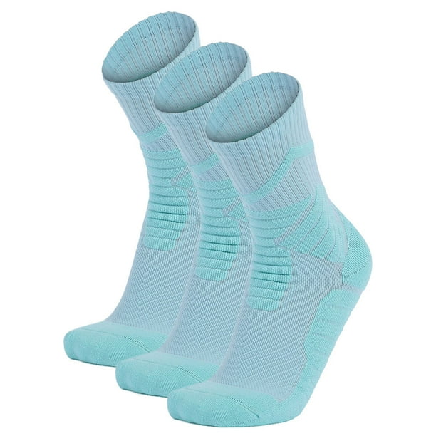 3 pares de calcetines de baloncesto azules, calcetines de combate reales para hombre, calcetines de baloncesto gruesos, calcetines deportivos profesionales antideslizantes