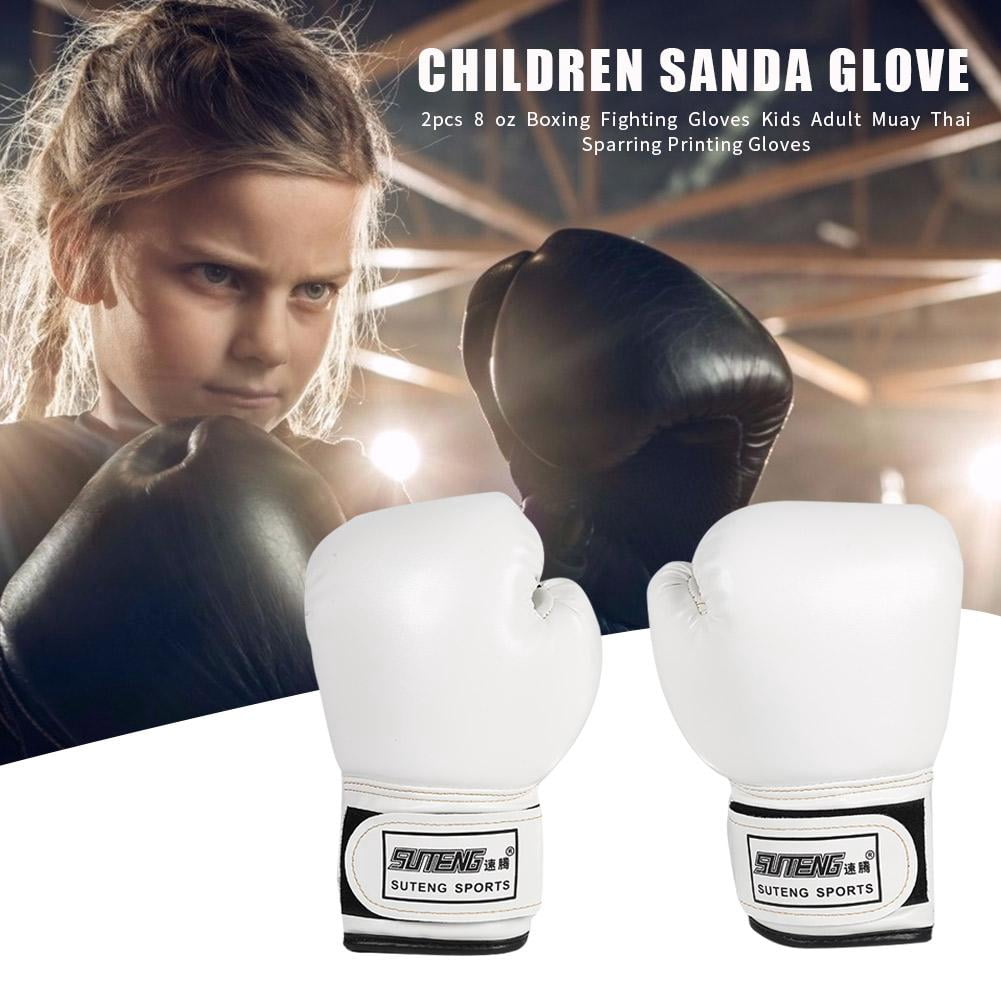 BLEEUS 2Pcs Boxing Gloves Kickboxing Training Gloves For Boys Girls Youth Fitness Supplies (White)