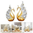 thumbnail image 3 of 2 piezas de adornos de cisne, par de figuras de cisne, estatuas, esculturas de mesa para el hogar. Blanco dorado, 3 of 9