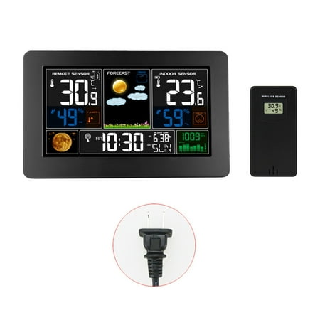 

TONKBEEY Wall Clock Digital Weather Station Wireless Indoor Outdoor Thermometer Hygrometer for Home Bedroom Large Screen Display