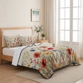 thumbnail image 5 of Queen Quilt Set 90''x96'', Yellow Red Blue Spring Floral Bedspread Coverlet with 2 Pillow Shams, Watercolor Botanical Summer Flowers Breathable All Season Quilt Bedding for Bedroom/Guest Room, 5 of 9