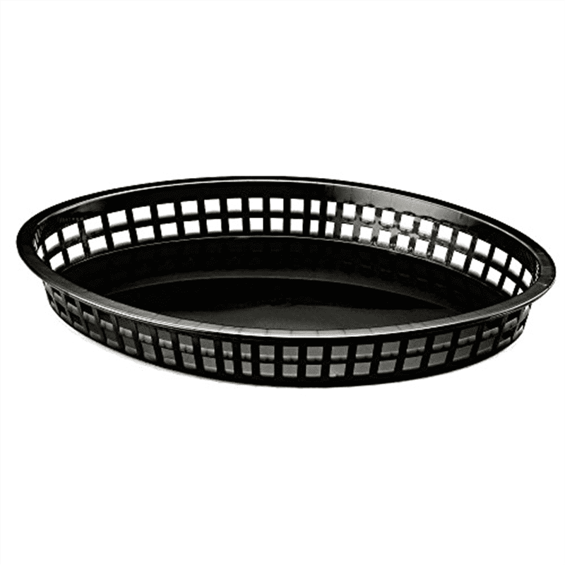 tablecraft 1086bk 123/4" black oval texas platter basket dozen