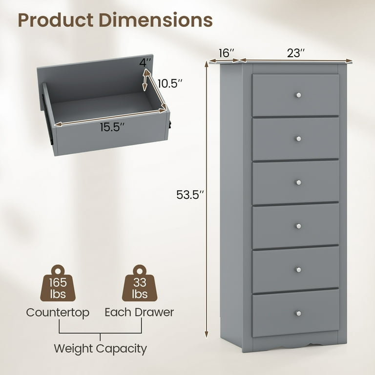 dimensions dresser Grain Wood Furniture Mid Century 6-Drawer Organize your space with this White Solid Wood 6 Drawer Dresser HULALA HOME Mornay Transitional Solid