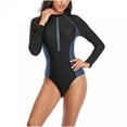 thumbnail image 3 of Pisexur Maillot une Pièce à Manches Longues pour Femme, Maillot Dermoprotecteur, Protection UV, Imprimé, Fermeture Éclair, Surf, Maillot de Bain, 3 of 5
