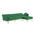 thumbnail image 5 of uhomepro Mid Century Couches and Sofas, Modern Reversible Sectional Sofa Bed with Golden Legs, Metal Nails Armrests, 2 Pillows, Velvet Fabric Couch for Living Room, Green, 5 of 11