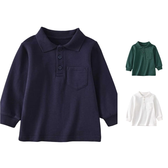 SUXIAN Boys Shirts Long Sleeve Casual Solid Button Down Pocket School Classic Style Toddler Boy Shirt Blue 7-8 Years