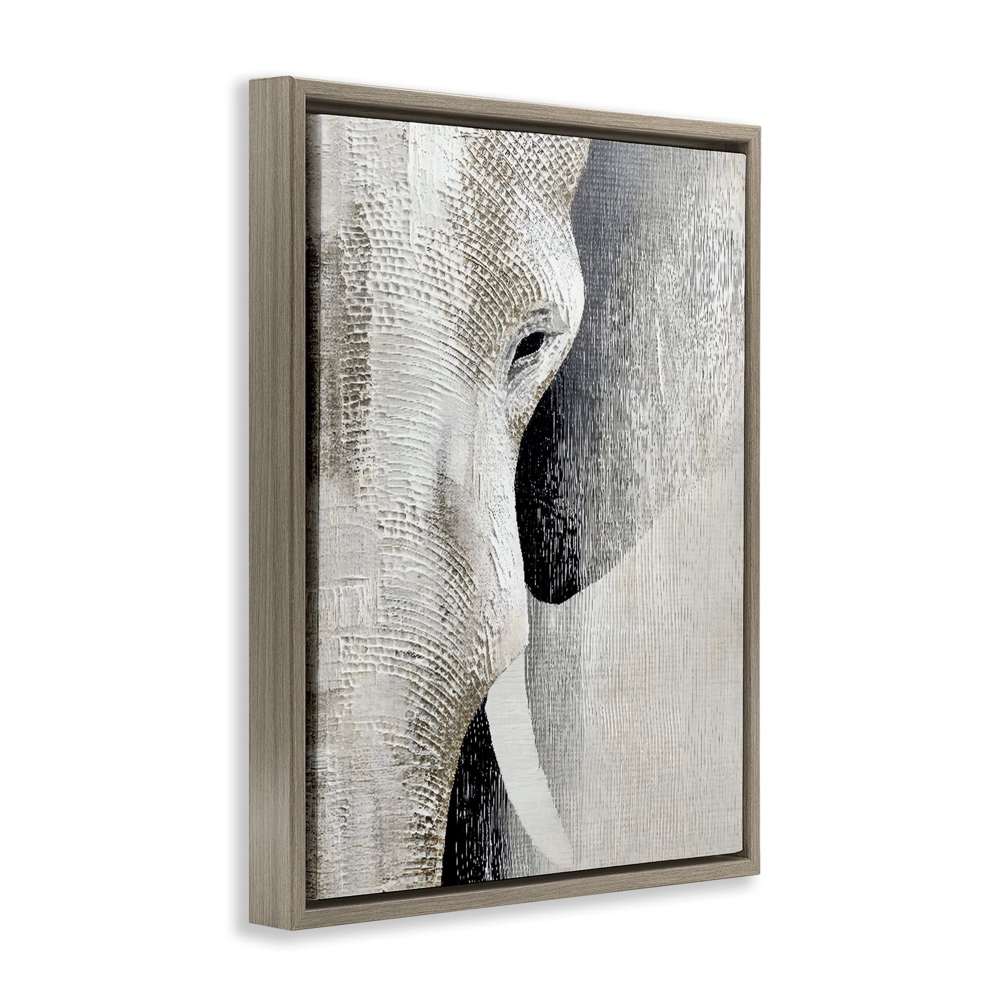 Stupell Industries Faux Textured Elephant Brown Framed Floater Canvas Wall Art, design by LSR Design Studio