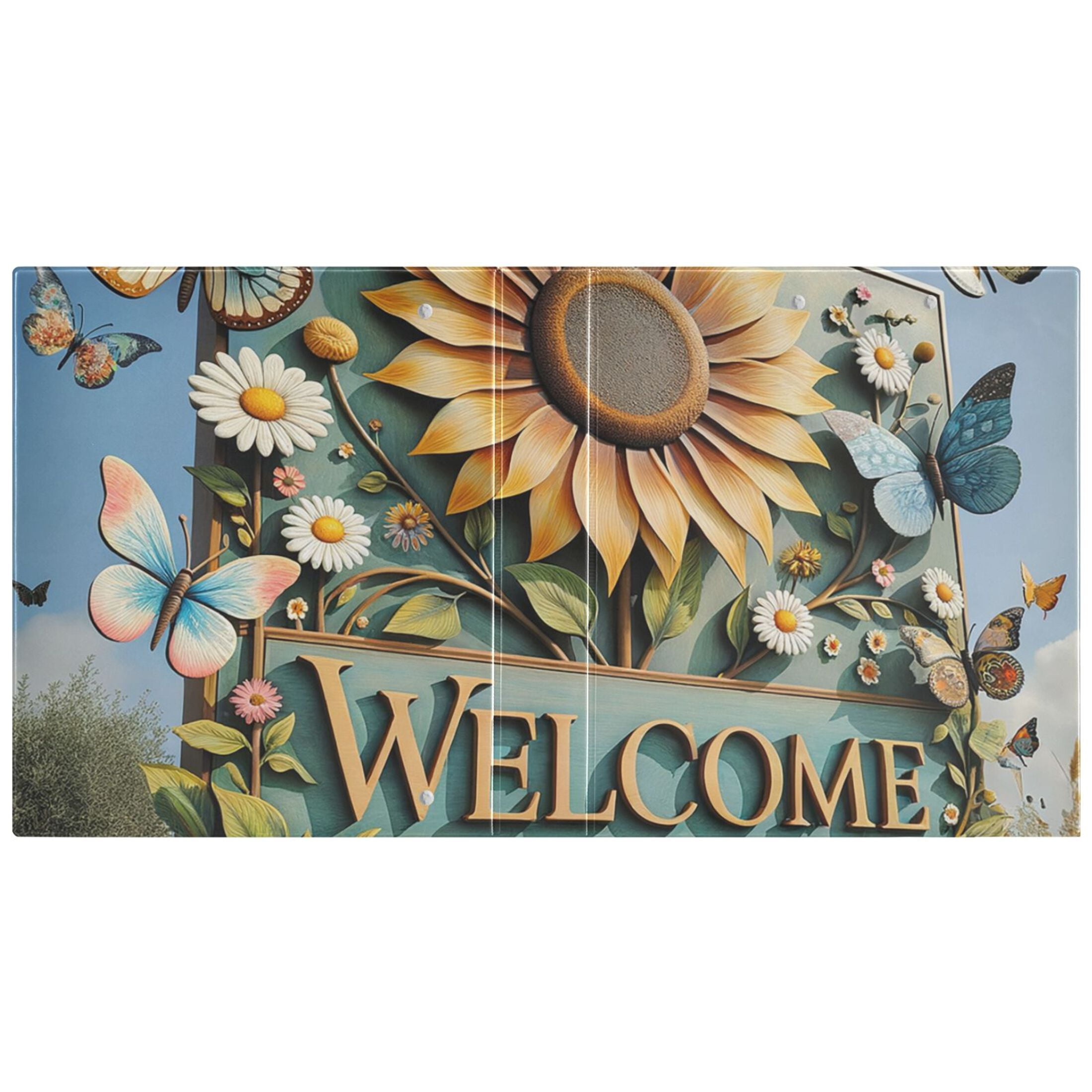 Welcome Butterfly Sunflower 3 Ring Binders 1.5 inch Hardcover File Folders with Interior Pockets A4 Size Organizer for School Office Hospital
