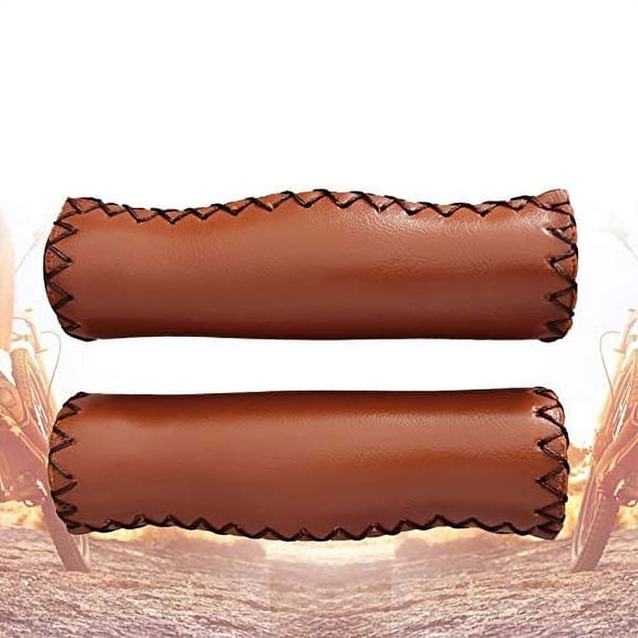 Brown Beach Cruiser Bike Bicycle Soft Synthetic Leather Handlebar Cover Grips Bar with End Cap