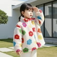 thumbnail image 2 of NAISIBABY Fleece Jacket for Girls (2-8T), Zip-Up Fashion Flower Thermal Lined Winter Warm Coat with Pockets White 7T, 2 of 9