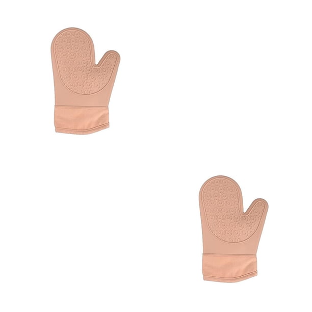 Bearachild Manoplas impermeables de silicona Guantes Horno Aislamiento ignífugo Microondas Cocina Barbacoa Panadería Herramienta para hornear Rosa 2piezas