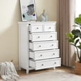 thumbnail image 4 of Modern 6 Drawers Dresser 6 Drawers Cabinet,Chest of Drawers Closet Organizers and Storage Clothes Storage Drawers Cabinet for Living Room, Farmhouse Dresser Organizer white, 4 of 9