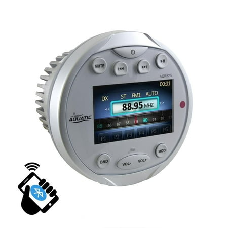 BT Marine Media Receiver Stereo Radio (USB/MP3, AUX, Video Inputs) AM/FM Radio, Round/Circle, Silver