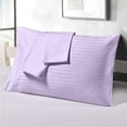 thumbnail image 2 of 400 Thread Count - Twin Size 18" Inch Deep Pocket 3 Piece Fitted Sheets Set, Extra Deep & 100% Egyptian Cotton Bottom Sheets, Ultra-Soft Mattresses & Bed Covers - Lavender Stripe., 2 of 4