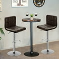 thumbnail image 3 of Costway Set of 2 Bar Stools Adjustable PU Leather Swivel Kitchen Counter Bar Chair Brown, 3 of 12
