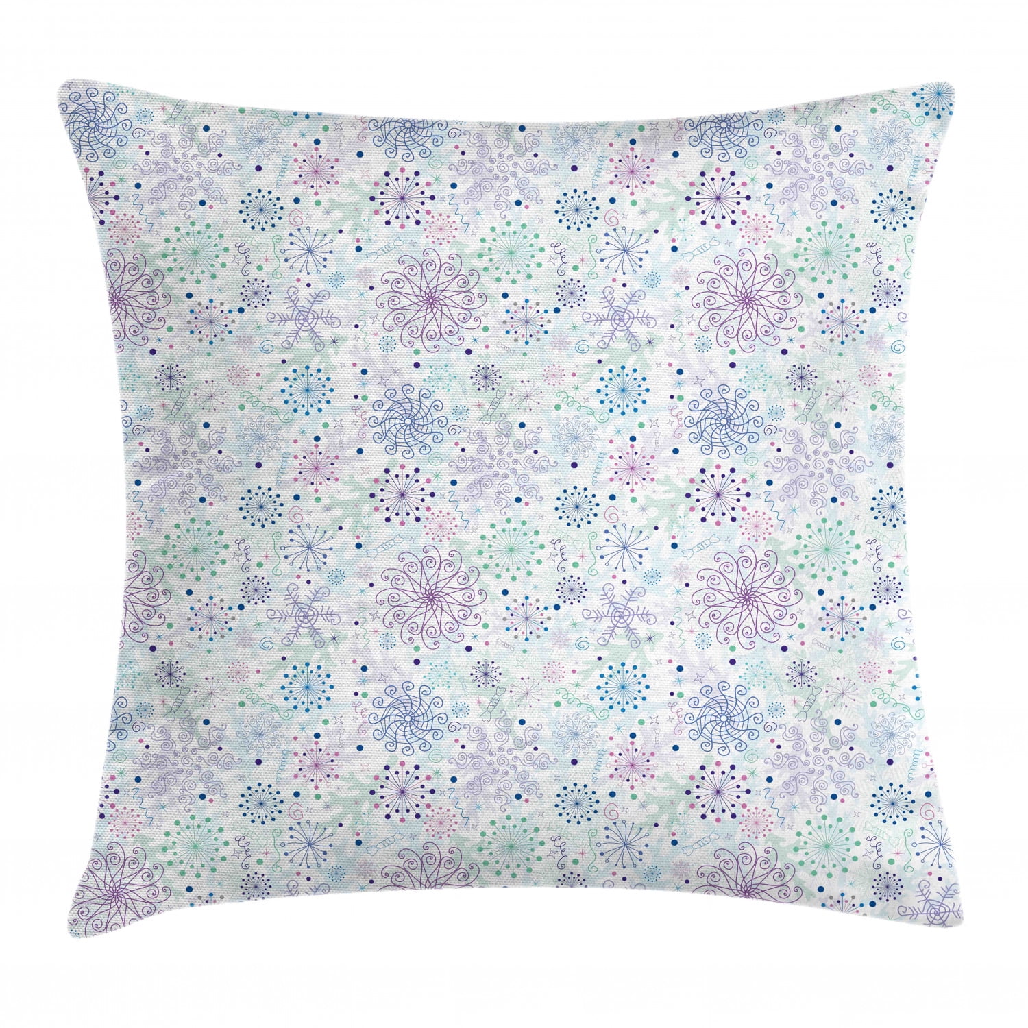 Winter Throw Pillow Cushion Cover, Pastel Colored Cheerful Composition