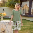 thumbnail image 4 of SWSMCLT Women's Short Sleeve Pajama Set Lounge Comfy Lounge Set Shorts 2 Piece Pajamas Summer Soft Fall Modal Green Small, 4 of 5