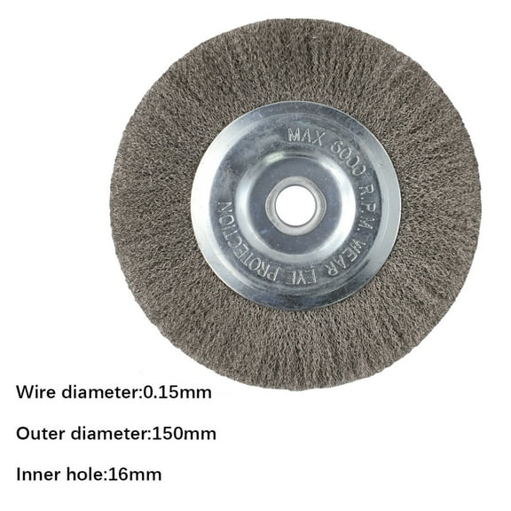 6 Inch Crimped Stainless Steel Wire Wheel Brush for Bench Grinder with 16mm Hole