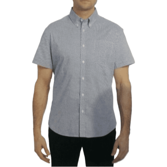 Jachs Men's Classic Fit Button Down Short Sleeve Shirt (White Micro, Large)