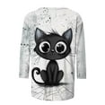 thumbnail image 3 of Xdegoge Halloween Shirts for Women 3/4 Sleeve Tops Witch Pumpkin Graphic Shirts Crew Neck Tunic T Shirts Spooky Season Tshirt Holiday Party Casual Blouses Fall Fashion 2025, 3 of 4