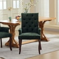 thumbnail image 3 of S-HOME Elegant Tufted Accent Dining Chair in Soft Chenille Fabric with Curved Solid Wood Legs, for Dining Room or Kitchen, Olive Green, 3 of 18