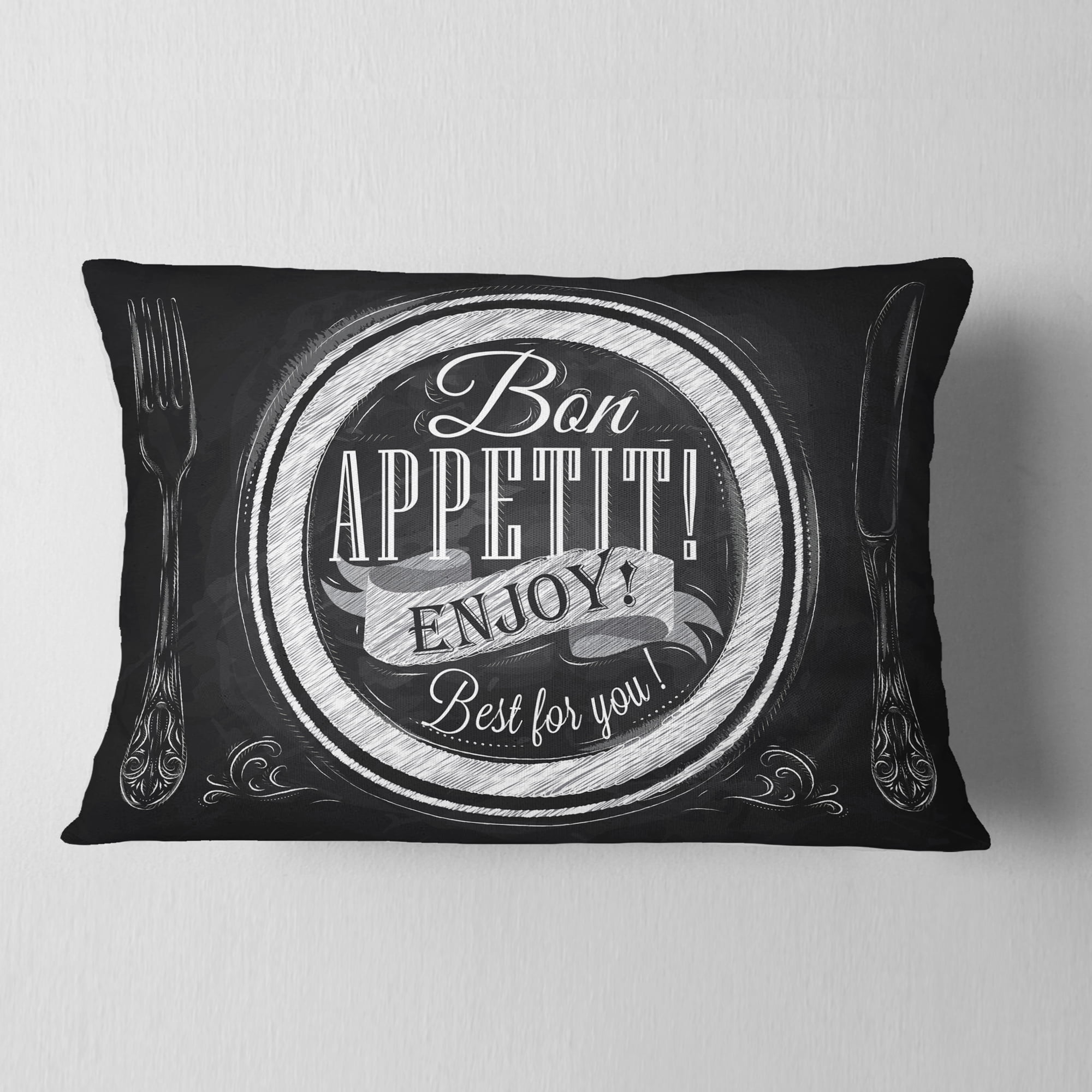 Designart Lettering on a Plate - Abstract Throw Pillow - 12x20