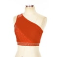 thumbnail image 3 of Nyeemya Women Lyrical Dance Dress Rhinestones Modern Contemporary Dancewear Dress 2 Piece Dancewear Orange M, 3 of 7