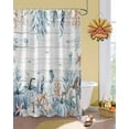 thumbnail image 2 of Coastal Shower Curtain Set ，Waterproof Fabric Shower Curtains Thanksgiving Fall Pumpkin Starfish Coral Wood Grain Shower Curtains for Bathroom,Bathroom Decor 72"x96", 2 of 7